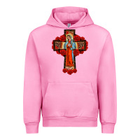 Fuchsia Pink lady of guadalupe rose cross, Urban Hoodie - BarkalooDesign