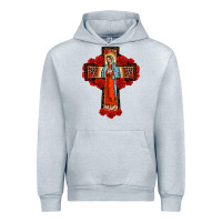 Heather Grey lady of guadalupe rose cross, Urban Hoodie - BarkalooDesign