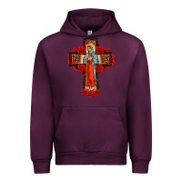 Mauve Wine lady of guadalupe rose cross, Urban Hoodie - BarkalooDesign