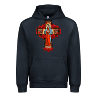 Navy lady of guadalupe rose cross, Urban Hoodie - BarkalooDesign