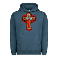 Pigment Midnight Navy lady of guadalupe rose cross, Urban Hoodie - BarkalooDesign