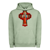 Pigment Oil Green lady of guadalupe rose cross, Urban Hoodie - BarkalooDesign