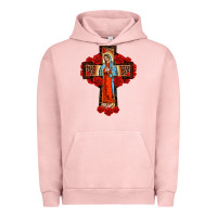 Pigment Salmon lady of guadalupe rose cross, Urban Hoodie - BarkalooDesign