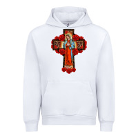 White lady of guadalupe rose cross, Urban Hoodie - BarkalooDesign