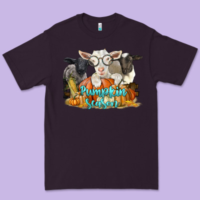 Pumpkin Season With Baby Sheeps And Goat Premium Tee Designed By Lillyallendesigns