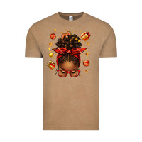 Christmas Afro Messy Bun Vintage Tee | Teevron