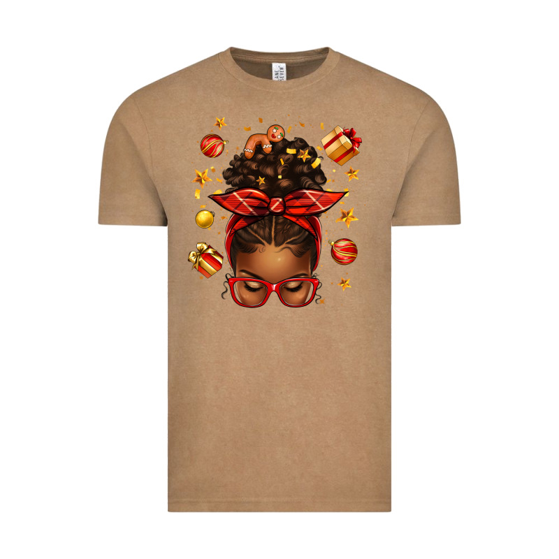Christmas Afro Messy Bun Vintage Tee by texasbilliewilder | Teevron