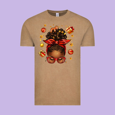 Christmas Afro Messy Bun Vintage Tee Designed By Texasbilliewilder