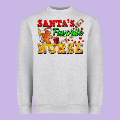 Santa's Favorite Nurse Heavyweight Sweatshirt Designed By Fadigitalartstudio