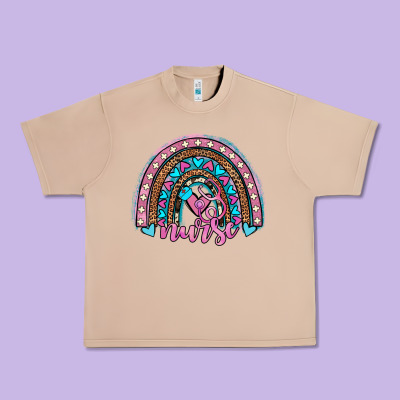 Leopard Cowhide Nurse Rainbow Urban Heavy Tee Designed By Jahusdesignshop