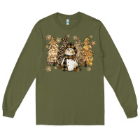 Army Green snowman with christmas trees 11inches Long Sleeve Tee - CowGirlArtShop