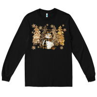 Black snowman with christmas trees 11inches Long Sleeve Tee - CowGirlArtShop