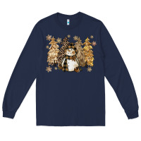 Navy snowman with christmas trees 11inches Long Sleeve Tee - CowGirlArtShop