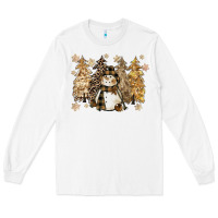 White snowman with christmas trees 11inches Long Sleeve Tee - CowGirlArtShop