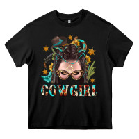 Black Western Cowgirl Braid Hair Heavy Core Tee - BundleAndBundleShop