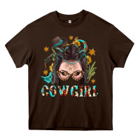 Chocolate Brown Western Cowgirl Braid Hair Heavy Core Tee - BundleAndBundleShop