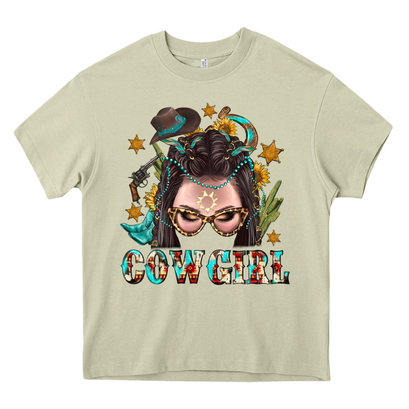 Western Cowgirl Braid Hair Heavy Core Tee by BundleAndBundleShop | Teevron