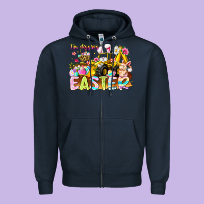 Im Digging Easter Zipper Hoodie Designed By Cowhidedigitalart