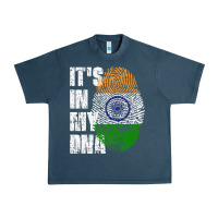 Midnight Navy IT'S IN MY DNA India Flag Indian Urban Heavy Tee - lanVoArt