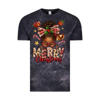 Cloud Black merry christmas afro messy bun Vintage Tee - texasbilliewilder