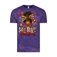 Cloud Purple merry christmas afro messy bun Vintage Tee - texasbilliewilder