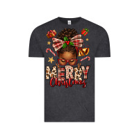 Vintage Black merry christmas afro messy bun Vintage Tee - texasbilliewilder