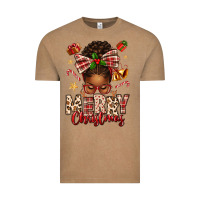 Vintage Coffee merry christmas afro messy bun Vintage Tee - texasbilliewilder