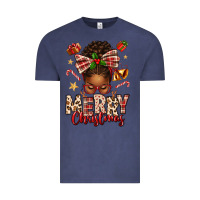 Vintage Denim merry christmas afro messy bun Vintage Tee - texasbilliewilder