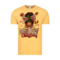 Vintage Mustard merry christmas afro messy bun Vintage Tee - texasbilliewilder