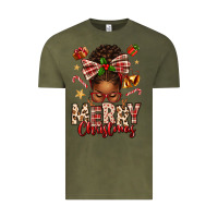 Vintage Olive merry christmas afro messy bun Vintage Tee - texasbilliewilder