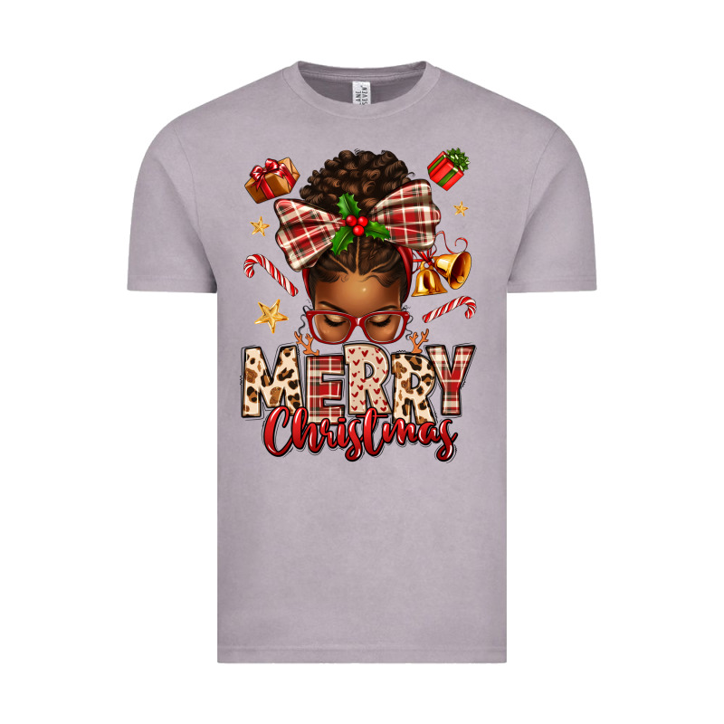 Merry Christmas Afro Messy Bun Vintage Tee by texasbilliewilder | Teevron