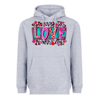 Heather Grey Love Valentine Heavyweight Hoodie - CowhideDigitalArt