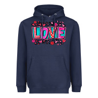 Navy Love Valentine Heavyweight Hoodie - CowhideDigitalArt
