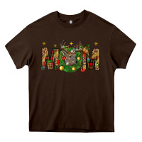 Chocolate Brown Western Mom With Reindeer Heavy Core Tee - BundleAndBundleShop