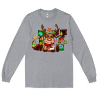 Heather Grey reindeer joy christmas Long Sleeve Tee - CowGirlArtShop