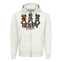 Oatmeal Heather Hoppy Easter Zipper Hoodie - CowhideDigitalArt