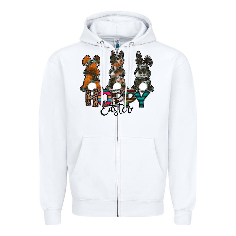 Hoppy Easter Zipper Hoodie by CowhideDigitalArt | Teevron