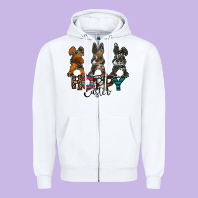 Hoppy Easter Zipper Hoodie Designed By Cowhidedigitalart