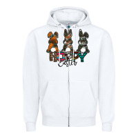 White Hoppy Easter Zipper Hoodie - CowhideDigitalArt