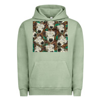 Pigment Oil Green white Scottish calf Urban Hoodie - BarkalooDesign