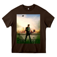 Chocolate Brown green arrow Heavy Core Tee - lanVoArt
