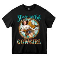 Black Western Stay Wild Cowgirl Heavy Core Tee - BundleAndBundleShop