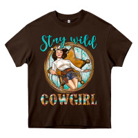 Chocolate Brown Western Stay Wild Cowgirl Heavy Core Tee - BundleAndBundleShop