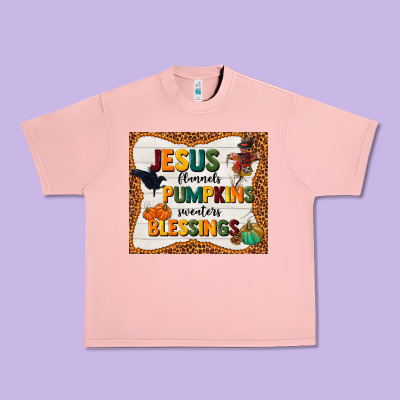 Jesus Flannel's Pumpkins Blessings Urban Heavy Tee Designed By Tumblerdesignbyshophia