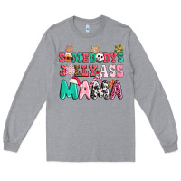Heather Grey somebody jolly ass mama pink christmas Long Sleeve Tee - CowGirlArtShop