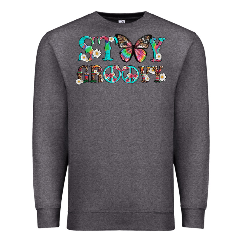 Stay Groovy With Butterfly Peace Sign And Flowers Premium Sweatshirt by Artiststas | Teevron