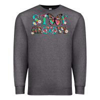 Charcoal Heather stay groovy with butterfly peace sign and flowers Premium Sweatshirt - Artiststas