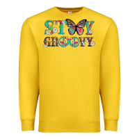 Lemon stay groovy with butterfly peace sign and flowers Premium Sweatshirt - Artiststas