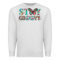 Oatmeal Heather stay groovy with butterfly peace sign and flowers Premium Sweatshirt - Artiststas