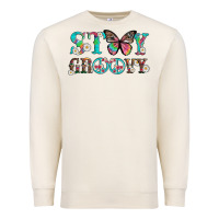 Sandshell stay groovy with butterfly peace sign and flowers Premium Sweatshirt - Artiststas
